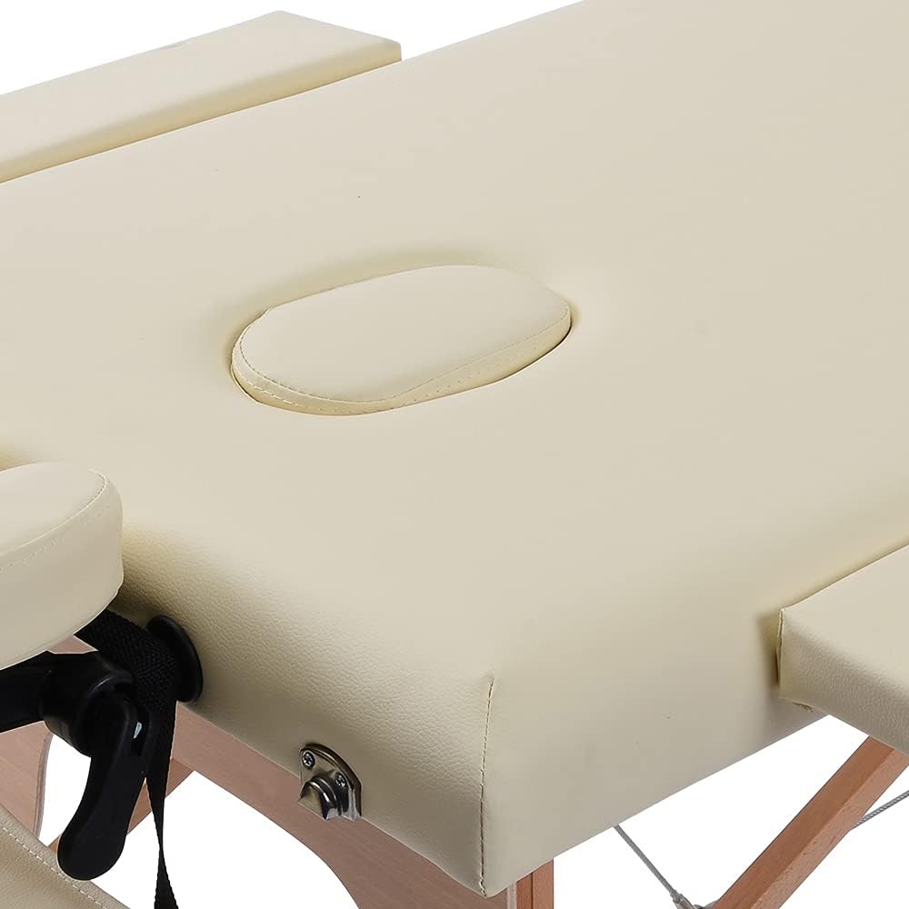 【新品】 折りたたみ施術ベッド アイボリー ケース付き マッサージベッド 折りたたみ 施術ベッド アイボリー - 軽量で持ち運び簡単